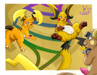 animal_genitalia anthro anus bodily_fluids butt erection female fur genital_fluids genitals group hair leaking_precum looking_at_viewer looking_back male nude penis precum presenting presenting_hindquarters simple_background smile tail trio vulva winter_sunshine nintendo pokemon pokemon_legends_z-a sparks_(wintersunshine) alolan_form alolan_raichu generation_7_pokemon generation_9_pokemon mega_evolution mega_raichu mega_raichu_x mega_raichu_y pokemon_(species) regional_form_(pokemon) 2025 absurd_res digital_media_(artwork) hi_res