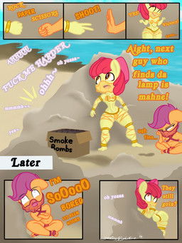 anthro anthrofied breasts dialogue duo female small_breasts text young lefthighkick friendship_is_magic hasbro my_little_pony apple_bloom_(mlp) scootaloo_(mlp) equid equine horse mammal pony 3:4 comic english_text hi_res source_request