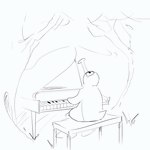 1:1 2024 ambiguous_gender avian bird humor keyboard_instrument looking_up monochrome musical_instrument outside penguin piano piano_bench pingu pingu_(series) plant playing playing_music playing_piano semi-anthro simple_background singing sitting sketch solo tree trinket_(artist) what white_background wide_eyed