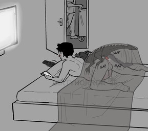 anal anal_penetration balls bestiality black_hair bodily_fluids clothed clothing cum cum_in_ass cum_inflation cum_inside electronics erection feral feral_penetrating feral_penetrating_human genital_fluids genitals group hair human_on_feral human_penetrated humanoid_genitalia humanoid_penis inflation interspecies larger_human larger_male larger_penetrated larger_sub male male/male male_feral male_human male_penetrated male_penetrating male_penetrating_male penetration penile penile_penetration penis penis_in_ass sex size_difference small_top_big_bottom smaller_feral smaller_male stealth_sex submissive tail television trio dirtyhorror mythology dragon human mammal mythological_creature mythological_scalie scalie hi_res