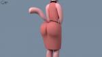 anthro butt clothed clothing female fur pink_body pink_fur simple_background solo skunkdude13 super_planet_dolan shima_luan domestic_cat felid feline felis mammal 16:9 2017 3d_(artwork) digital_media_(artwork) hi_res