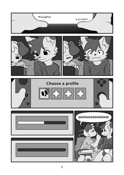 anthro clothing emanata floppy_ears gaming long_sleeve_shirt long_sleeves male onomatopoeia playing_video_game shirt sound_effects text topwear underwear user_interface young young_anthro young_male minishadefox nintendo nintendo_switch elliot_vance nico_florence canid canine canis domestic_dog mammal absurd_res black_and_white comic hi_res monochrome cousins_(lore)