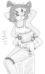 anthro bloomers bottomwear bound bra cloth_gag clothing female gag lace_bra solo underwear limpurtikles undertale undertale_(series) muffet arachnid arthropod spider hi_res monochrome