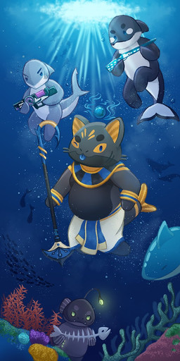anthro blep coral_reef egyptian group gun hunting_rifle looking_at_viewer male one_eye_closed orb ranged_weapon shendyt staff tongue tongue_out underwater underwater_scenery wand water weapon wink winking_at_viewer littlehyper pixile_studios super_animal_royale anglerfish anthozoan cetacean cnidarian coral dolphin egyptian_god fish hybrid mammal marine oceanic_dolphin orca shark toothed_whale 1:2 hi_res