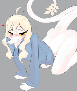 all_fours anthro black_eyes blonde_hair blue_clothing blue_hoodie blue_topwear blush bottomless bottomless_anthro bottomless_female butt clothed clothing eyebrows feathered_tail feathers female fingers freckled_butt freckled_face freckled_tail freckles grey_background hair half-closed_eyes heart_symbol hoodie humanoid_hands long_hair long_tail looking_at_viewer narrowed_eyes pose raised_inner_eyebrows seductive simple_background solo tail tan_body tan_feathers topwear white_body yellow_sclera aowieuhfaowiehfoiawhff cavemanon_studios puppet_pals snoot_game judee dinosaur prehistoric_species reptile saurischian scalie theropod troodon troodontid absurd_res colored hi_res pinup shaded