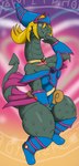 anthro big_breasts breasts chest_scar clothing costume fangs female green_body green_scales scales scar solo teeth wand wide_hips alythewolfcat deepest_sword mythology yu-gi-oh! dark_magician_girl long_the_dragon dragon duel_monster mythological_creature mythological_scalie scalie hi_res