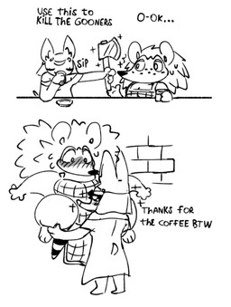 4_fingers anthro axe beverage big_breasts big_ears black_nose blush blush_lines blush_stickers blushing_profusely bodily_fluids breasts brick_wall cleavage clothed clothing container counter cup dialogue dress drinking duo female female/female fingers freckled_face freckles holding_another holding_container holding_cup holding_object inner_ear_fluff looking_down looking_down_at_another mouthless onomatopoeia pointy_nose quills_(anatomy) small_breasts small_tail sound_effects sparkles sweat sweatdrop tail text thick_thighs tuft veil wall_(structure) white_body sableablesimp animal_crossing nintendo sable_able serena_(animal_crossing) canid canine canis chihuahua domestic_dog eulipotyphlan hedgehog mammal toy_dog 2025 black_and_white english_text hi_res monochrome multiple_scenes