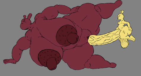 anthro anthrofied big_breasts big_penis breasts female female_penetrated genitals huge_breasts huge_penis male male/female mature_female penetration penis size_difference small_but_hung smaller_male solo thick_thighs vaginal vaginal_penetration kreniss rain_world videocult hunter_(rain_world) monk_(rain_world) slugcat