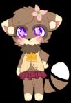 anthro blush chibi clothing female flower midriff navel plant simple_background solo young young_anthro badsheep momo_(sirbrownbear) mammal procyonid raccoon alpha_channel low_res