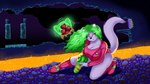 anthro big_breasts bodysuit breasts clothing cosplay detailed_background female green_hair hair skinsuit slightly_chubby solo tight_clothing peterandwhitney metroid nintendo samus_aran whitney_(pnc) domestic_cat felid feline felis mammal 16:9 widescreen