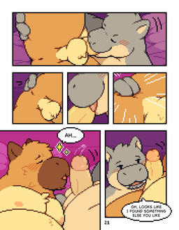 69_position anal anal_fingering anal_penetration anthro anus balls bed bedroom belly blush bodily_fluids brown_body brown_fur butt dialogue duo erection fellatio fingering first_person_view fur furniture genital_fluids genitals humanoid_genitalia humanoid_penis inside male male/male male_penetrated male_penetrating male_penetrating_male moobs nipples nude open_mouth oral oral_penetration overweight overweight_anthro overweight_male penetration penile penis penis_in_mouth sex smile speech_bubble text tongue conditional_dnp mabit gabe_(mabit) manny_(mabit) capybara caviid common_hippopotamus hippopotamid mammal rodent 2026 comic digital_media_(artwork) english_text hi_res pixel_(artwork)