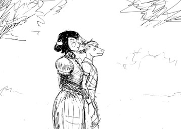anthro antlers clothing dress duo eyewear female glasses horn male outside walking hladilnik mary_ann_(hladilnik) matthew_(hladilnik) american_opossum deer mammal marsupial virginia_opossum 2026 black_and_white comic hi_res monochrome sketch