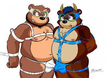 accessory animal_genitalia animal_penis anthro balls bdsm bodily_fluids bondage bound brainwashing captured claws clothed clothing cock_ring duo erection feet foreskin fur genital_fluids genitals harness horn hypnosis hypnotic_clothing hypnotic_visor jewelry jockstrap leather male male/male mind_control mostly_nude nipples open_mouth overweight overweight_male penis penis_accessory penis_jewelry precum rubbing saliva simple_background slave slightly_chubby smile spiral spiral_eyes straps submissive submissive_male teeth thong toe_claws toes tongue topless trance underwear visor arthurpup arthurpup_(character) rekiz bear hybrid mammal ursine digital_media_(artwork)