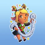 anthro blonde_hair bottomwear candy candy_cane christmas_lights clothing dessert female food footwear hair holidays plant red_nose shoes simple_background skirt socks solo star sweater tinsel topwear tree pyritie christmas deltarune undertale_(series) noelle_holiday deer mammal new_world_deer reindeer 1:1 2021 digital_media_(artwork) hi_res