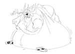 alcohol ambiguous_gender anthro antlers beer belly beverage beverage_can big_belly big_butt big_nipples bloated buckteeth burp_cloud burping butt clothing drunk horn huge_belly huge_butt huge_moobs huge_nipples hyper hyper_belly lips lying nipples obese obese_ambiguous obese_anthro on_front open_mouth open_smile overweight overweight_ambiguous overweight_anthro shirt smile solo substance_intoxication tank_top teeth thick_bottom_lip tongue tongue_out topwear underwear boot_(artist) ty_(qweave) deer mammal 2024 monochrome nonbinary_(lore)