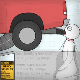 ambiguous_gender anal_fluids anal_tube bathroom bestiality big_penis black_feces bodily_fluids calm car collar colored_feces dialogue duo eating_feces exhaust_pipe feces feces_in_ass feces_in_mouth feral forced genitals half-closed_eyes human_on_feral intersex intersex/male interspecies kneeling larger_feral living_toilet machine male mechanical_penis metal_penis narrowed_eyes open_mouth penis pink_collar pooping pooping_in_mouth public_restroom red_body restroom_stall scatplay shaking simple_background size_difference smelly smelly_feces text throbbing throbbing_penis toilet_slave toilet_use tongue tongue_out trembling unusual_feces vehicle warning_sign white_body x-ray_view akuzli_bread ford dire_car dire_machine dire_vehicle human living_car living_machine living_vehicle mammal 1:1 english_text hi_res shaded signature simple_shading
