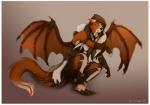 anthro border brown_body brown_fur clothed clothing fantasy feral fur hood leather male membrane_(anatomy) membranous_wings serious simple_background solo spread_wings warlord white_border wings lycangel teridus bat canid canine canis hybrid mammal wolf 2014 digital_media_(artwork)