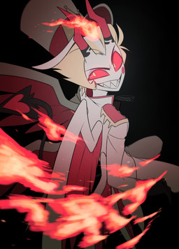 black_background clothed clothing hat headgear headwear horn male not_furry red_sclera simple_background solo spade_tail tail enaic31 hazbin_hotel hellaverse lucifer_(hazbin_hotel) angel demon demon_humanoid fallen_angel humanoid absurd_res hi_res