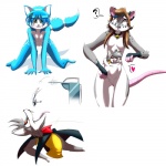 anthro arm_markings black_ears blindfold blue_body blue_eyes blue_fur blue_hair blue_tail breasts brown_hair clothing diving_board duo fangs featureless_breasts featureless_crotch female fur green_eyes grey_body grey_ears grey_fur grey_hair hair heart_symbol imminent_oral_vore imminent_vore in_pouch leg_markings markings open_mouth pink_inner_ear pink_tail pink_tongue pouch_(anatomy) pupils red_eyes sharp_teeth shirt simple_background solo swan_dive tail teeth tongue topwear white_background white_body white_ears white_fur white_markings yellow_clothing yellow_shirt yellow_topwear eyeofcalamity nintendo star_fox corrie_(corrie_zodori) ivan_grey_(character) kaliera krystal_(star_fox) canid canine fox mammal 1:1 2011 digital_media_(artwork) multiple_images