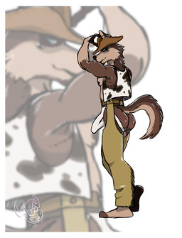 anthro butt clothing cowboy_hat cowboy_outfit erection hat headgear headwear jacket jockstrap male muscular nipples solo tail topwear underwear mr.brapion canid canine canis coyote mammal absurd_res hi_res sketch