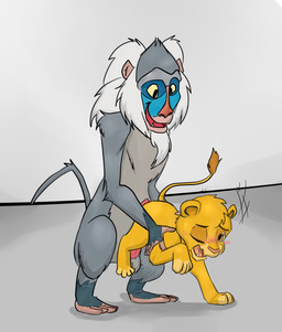 age_difference balls biped blush dominant duo erection feet feral from_behind_position genitals hot_dogging interspecies larger_dom larger_male lifted male male/male older_male one_eye_closed open_mouth open_smile penis prehensile_feet quadruped rubbing sex simple_background size_difference smaller_male smile toes wheelbarrow_position young young_feral younger_male canisfidelis disney the_lion_king rafiki simba_(the_lion_king) felid haplorhine lion mammal mandrill monkey old_world_monkey pantherine primate digital_media_(artwork) hi_res