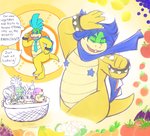 anthro belly blue_hair bracelet group hair humor jewelry male pasties scarf shell slightly_chubby spiked_bracelet spiked_shell spikes spikes_(anatomy) text krishmet lamazep_(producer) mario_bros nintendo popipo vocaloid hatsune_miku kaito_(vocaloid) koopaling larry_koopa ludwig_von_koopa english_text hi_res