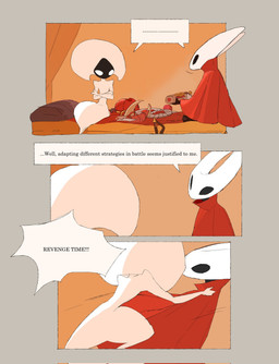 anthro bedroom biped black_body black_eyes cloak clothed clothing detailed_background dialogue duo ellipsis empty_eyes female female_anthro female_humanoid holding_object holding_ranged_weapon holding_weapon inside knife mouthless ranged_weapon red_cloak red_clothing sitting speech_bubble tackle talking_to_another text throwing_knife weapon white_body white_eyes yelling justdog hollow_knight:_silksong hollow_knight_(franchise) team_cherry hornet_(hollow_knight) lace_(hollow_knight:_silksong) arthropod humanoid 2025 comic english_text hi_res
