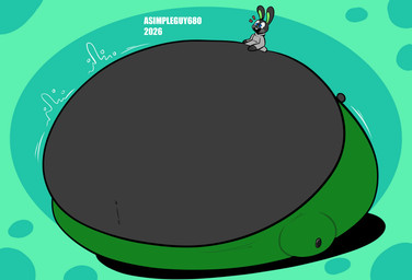 anthro belly big_belly big_butt black_eyewear black_glasses black_mouth blue_eyes bottomwear buckteeth butt clothing eyewear glasses green_background green_bottomwear green_clothing green_inner_ear green_leggings green_legwear green_pants grey_body grey_clothing grey_ears grey_hoodie grey_tail grey_topwear hoodie huge_belly huge_butt hyper hyper_belly hyper_butt hyper_pear leggings legwear male morbidly_obese morbidly_obese_anthro morbidly_obese_male motion_lines navel obese obese_anthro obese_male open_mouth open_smile overweight overweight_anthro overweight_male pants scut_tail short_tail simple_background sitting smile solo tail teeth text three-quarter_view topwear asimpleguy680 reathe_(character) lagomorph leporid mammal rabbit 2026 artist_name colored digital_media_(artwork) flat_colors hi_res