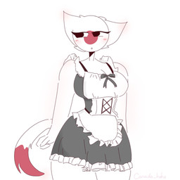 anthro blush blush_lines clothing female maid_uniform solo uniform xx.canada.xx countryhumans japan_(country_humans) countryhuman domestic_cat felid feline felis mammal 1:1 hi_res