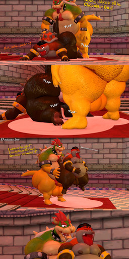anal anal_penetration anthro balls belly big_belly big_butt bodily_fluids breasts butt carpet castle collar cuff_(restraint) cum duo ejaculation flaccid genital_fluids genitals glans huge_butt looking_pleasured male male/male metal_bracelet metal_cuffs moan neck_collar nipples nude pecs penetration penile penile_penetration penis penis_in_ass restraints sex standing tail text thick_thighs tongue tongue_out wide_hips kanebrentkoopa mario_bros mythology nintendo bowser kane_brent_koopa dragon dragon_koopa koopa mythological_creature mythological_scalie reptile scalie turtle 3d_(artwork) absurd_res comic digital_media_(artwork) english_text hi_res source_filmmaker_(artwork)