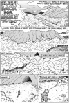 2011 anthro black_and_white bottomwear cave clothing cloud coat comic english_text equid equine forest gustav_(here_there_be_dragons) here_there_be_dragons horse karno male mammal monochrome mountain outside pants plant river solo tail text topwear tree wood