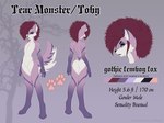 alternative_fashion anthro butt butt_heart deathhawk ear_tails eyeliner eyeshadow featureless_chest featureless_crotch femboy goth inner_ear_fluff makeup male mohawk nude pawpads paws prick_ears sideburn_mohawk solo tail trad_goth tuft tear_monster canid canine fox mammal hi_res model_sheet