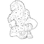 anthro antlers anus butt claws duo facesitting feed female hooves horn kneeling lying male male/female markings muzzle_in_anus nude on_back rear_view sitting_on_another spots spotted_body tail teeth pandottermon deer hyena mammal 1:1 hi_res monochrome