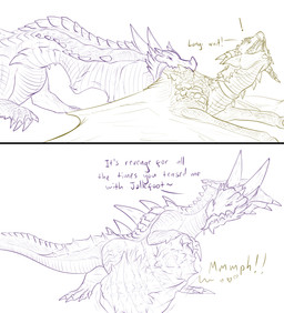 abdominal_bulge belly bigtail bodily_fluids bulge curled_up detailed_bulge drooling duo endosoma face_imprint feral feral_pred feral_prey gasp grin grinning_at_partner hand_on_belly heart_symbol imprint lying male male/male male_pred muffled neck_bulge on_back oral_vore paw_imprint predator/prey prey_imprint prey_outline rubbing safe_vore saliva same_size_vore scales smile soft_vore spikes squirming stretchy_belly struggling struggling_prey surprised text tight_belly tongue tongue_out vore willing_prey wings conditional_dnp samagthrav2 capcom monster_hunter mythology jolk k'veyrna_(abyssal_lagiacrus) abyssal_lagiacrus dragon flying_wyvern lagiacrus leviathan_(mh) mythological_creature mythological_scalie rath_wyvern rathalos scalie absurd_res comic english_text greyscale hi_res monochrome