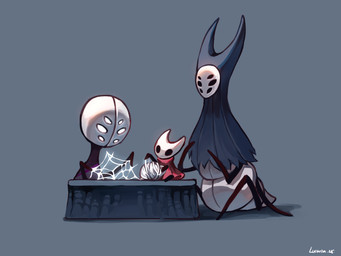 2_horns 6_eyes ambiguous_gender black_eyes cloak clothing group horn mask multi_eye multi_limb red_cloak red_clothing sitting spider_web text thread trio white_text lucaniamc hollow_knight_(franchise) team_cherry herrah_(hollow_knight) hornet_(hollow_knight) weaver_(hollow_knight) 2025 4:3 english_text signature daughter_(lore) female_(lore) mother_(lore) mother_and_child_(lore) mother_and_daughter_(lore) parent_(lore) parent_and_child_(lore) parent_and_daughter_(lore)