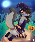 anthro butt clothed clothing costume female food fruit halloween_costume holidays plant presenting presenting_hindquarters pumpkin raised_clothing sitting solo furtheist halloween jeanne_(furtheist) canid canine fox mammal 2021 absurd_res hi_res