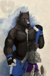 anthro duo fight male size_difference size_play wrestling azmarai ufc coal_(samt517) canid canine canis domestic_dog husky mammal nordic_sled_dog spitz hi_res