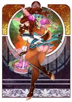 accessory anthro basket biped blue_ribbon brown_body brown_fur brown_hair clothing container detailed_background dewclaw_hooves dress female flower flower_in_hair fur glowing glowing_eyes gradient_arms gradient_legs hair hair_accessory hooves long_ears long_hair looking_at_viewer looking_back looking_back_at_viewer panties pink_clothing pink_eyes pink_flower pink_panties pink_underwear plant short_dress solo text underwear white_clothing white_dress fsmaverick patreon honey_(fsmaverick) deer hybrid lagomorph leporid mammal rabbit 2018 artist_name hi_res url watermark