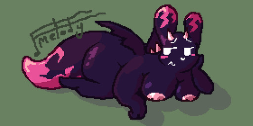 ambiguous_gender anthro big_butt big_tail blush breasts butt dipstick_ears dipstick_tail ear_markings female flame_markings hand_on_head horn lying markings multicolored_ears overweight purple_body shy simple_background solo tail tail_markings thick_thighs wings melodicfractals rain_world videocult melody_(melodicfractals) slugcat digital_media_(artwork) pixel_(artwork)