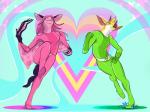 anthro bone death duo_focus female group heart_symbol hero macro male skull stomping villainous deerpuff ohohflamethrower nyxis bat deer mammal 4:3