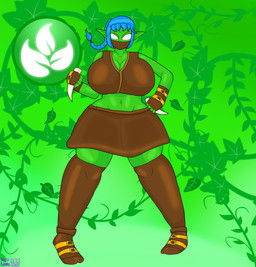big_breasts black_eyebrows blue_hair bottomwear breasts brown_bottomwear brown_clothing brown_fingerless_gloves brown_footwear brown_gloves brown_handwear brown_legwear brown_shoes brown_skirt brown_topwear clothing eyebrows female fingerless_gloves footwear front_view gloves green_background green_body green_ears hair handwear holding_object holding_weapon huge_breasts humanoid_pointy_ears legwear looking_at_viewer mask navel no_pupils not_furry pointy_ears ponytail shoes simple_background skirt solo thick_thighs topwear weapon white_eyes nicokoneko activision skylanders stealth_elf_(skylanders) elf humanoid 2025 absurd_res colored digital_media_(artwork) hi_res shaded signature
