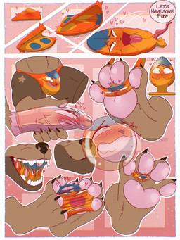 4_toes anthro balls between_feet between_toes bubble_gum bubble_gum_transformation buttplug claws clothing_transformation condom_transformation digit_ring duo feet flattened flattening_fetish foot_fetish foot_focus foot_play genitals goo_transformation inanimate_transformation jewelry living_condom male male/male pawpads paws penis plug_(sex_toy) ring sex_toy sex_toy_transformation soles stuck_to_foot text toe_claws toe_ring toes transformation underwear_transformation luciotheartistxy boof_(brotherboofer) squishdingo_(character) canid canine canis dingo mammal 3:4 comic english_text hi_res