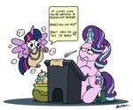 desk dialogue duo female feral furniture horn loose_feather paper_clip quill sitting stool table text wings bobthedalek friendship_is_magic hasbro microsoft microsoft_office my_little_pony mythology clippit starlight_glimmer_(mlp) twilight_sparkle_(mlp) equid equine mammal mythological_creature mythological_equine unicorn winged_unicorn english_text hi_res