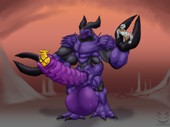 anthro balls big_balls big_muscles big_penis bodily_fluids body_in_urethra cock_vore cum cumshot ejaculation expansion extreme_size_difference forced genital_expansion genital_fluids genitals group growth hand_on_penis hands-free horn huge_balls huge_muscles huge_penis hyper hyper_balls hyper_genitalia hyper_muscles hyper_penis inside_balls macro male male/male masturbation multi_arm multi_eye multi_limb muscular muscular_male penile penis penis_expansion pincers ridged_penis size_difference vore corinoch_(artist) dungeons_and_dragons hasbro mythology wizards_of_the_coast corinoch arthropod demon dragon dragonborn_(dnd) glabrezu humanoid mythological_creature mythological_scalie scalie warforged 4:3 hi_res