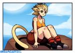 blonde_hair bottomwear breasts clothed clothing female hair shorts solo super_saiyan tail thick_thighs superbunnygt dragon_ball fan_character samphire animal_humanoid humanoid mammal saiyan tailed_humanoid digital_media_(artwork) hi_res