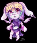 ambiguous_gender anthro chibi clothed clothing ear_piercing feathered_wings feathers floating_wings gender_symbol intersex_symbol looking_at_viewer piercing smile solo symbol unusual_anatomy unusual_wings wings lucky-neko felid hybrid lagomorph mammal skvader alpha_channel