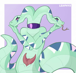 2_heads 2_penises animal_genitalia animal_penis anthro apode blue_background blue_body blue_scales border choker cloaca crossed_arms forked_tongue genitals green_body green_scales hand_on_chin hemipenes herm intersex jewelry legless looking_at_viewer multi_genitalia multi_head multi_penis necklace penis pink_eyes pupils purple_choker purple_jewelry purple_necklace scales serpentine simple_background slit_pupils smile smiling_at_viewer solo tapering_penis text tongue tongue_out vulva white_body white_border white_scales leaphys rene_taxel draconcopode naga reptile scalie snake snake_naga 2025 absurd_res artist_name hi_res huge_filesize nonbinary_(lore)