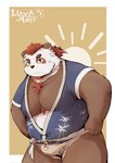 anthro asian_clothing balls belly brown_body brown_fur clothing east_asian_clothing fundoshi fur genitals japanese_clothing kemono male moobs overweight overweight_male simple_background solo underwear white_body white_clothing white_fundoshi white_fur white_underwear linvf1 bear giant_panda mammal 2024 hi_res