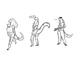 anthro bottomwear clothing container female holding_container holding_object holding_pizza_box pants pizza_box shirt shorts snake_hood solo standing text topwear ncs pizza_hut keeshee cobra lamarian reptile scalie snake 2020 english_text hi_res monochrome