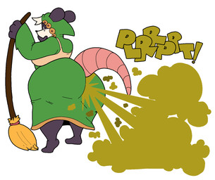 anthro big_breasts big_butt breasts broom butt cleaning_tool clothed clothing curvy_figure eyelashes fart fart_cloud fart_fetish female hairless_tail head_tuft holding_broom holding_cleaning_tool holding_object hood hooded_robe huge_butt huge_hips onomatopoeia open_mouth robe segmented_tail side_boob simple_background solo sound_effects text thick_thighs tuft white_background wide_hips yellow_fart_cloud existimatio third-party_edit eltorus19_(colorist) atlyss sally_(atlyss) american_opossum chang_(atlyss) mammal marsupial 2026 color_edit colored digital_drawing_(artwork) digital_media_(artwork) hi_res sketch